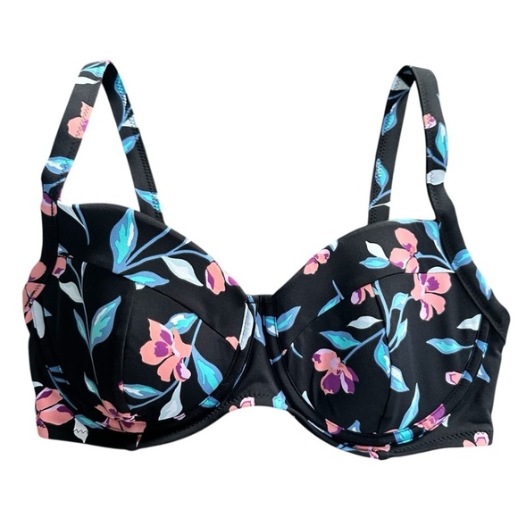 Lands End Floral Two-Piece Swim Suit, Bra 32DD, 34D, Pants Small - Picture 2 of 11